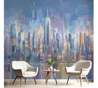 GSAEIMCT Carta Da Parati Colore New York City Effetto 3D 350X260Cm Fotomurale Cucina Murales Xxl Poster Gigante Design Casa Edificio A Mosaico Per Soggiorno Camera Da Letto Corridoio Sala Da Pranzo