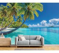 GSAEIMCT Carta Da Parati Panoramica In Seta,200X140Cm,Isola Delle Palme Spiaggia Tropicale,Per Soggiorno Camera Ristorante Camera Dei Bambini E Decorazione Da Parete