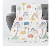 GSAEIMCT Coperta In Flanella Calda Morbida 130X150Cm,Coperta Divano Invernale,Stelle Arcobaleno Coperte Decorativa,Morbido Coperte Illustrazioni Di Cartoni Animati,Per Divano Camera Da Letto,Beige