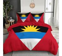 GSAEIMCT Copripiumino 220X230Cm Rosso Nero Bandiera Di Antigua E Barbuda Set Copripiumino Morbido Ipoallergenico,Biancheria Da Letto 3 Pezzi,Microfibra Con Federe Decorazione