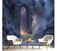 GSAEIMCT Fotomurale 3D Carta Da Parati Blu-Viola Cancello Lampeggiante 200X140Cm Murales Panoramica 3D,Carta Da Parati Fotomurale Arte Paesaggio Magico Per Soggiorno,Camera Letto Stanza Bambini