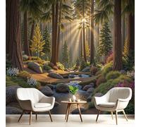 GSAEIMCT Fotomurale 3D Carta Da Parati Marrone Bosco Soleggiato 450X300Cm Murales Panoramica 3D,Carta Da Parati Fotomurale Arte Scenario Naturale Per Soggiorno,Camera Letto Stanza Bambini