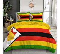 GSAEIMCT Giallo Bandiera Dello Zimbabwe Set Di Biancheria Da Letto 3 Pezzi Microfibra Copripiumino Con Cerniera Nascosta Set Piumone Morbida 3D Stampa Copripiumini Federe King,200X200Cm