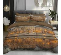 GSAEIMCT Giallo La Senna A Parigi 3D Riflesso Del Tramonto 3 Pezzi Copripiumino Set Copripiumino Set Di Biancheria Da Letto E Federe Con Cerniera Microfibra Morbido Per Bambini,260X220Cm