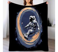 GSAEIMCT Morbida Coperta E Copriletti Blu E Bianco Astronauta Del Buco Nero,Flanella Soffice Calda Microfibra,Personaggi Spaziali 3D Per Sedia Ufficio Divano Camera Letto Sherpa Adulto,100X130Cm