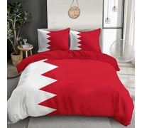 GSAEIMCT Rosso Bianco Bandiera Del Bahrein Set Di Biancheria Da Letto 3 Pezzi Microfibra Copripiumino Con Cerniera Nascosta Set Piumone Morbida 3D Stampa Copripiumini Federe King,220X230Cm