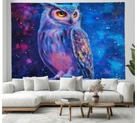 GSAEIMCT Rosso Blu Gufo Stellato Arazzo Da Parete, Animali Impressionisti Paesaggio Appeso Alla Parete Arazzi Per Soggiorno Home Décor, 230 X 150 Cm