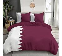 GSAEIMCT Set Di Biancheria Bianco Bandiera Del Qatar,Biancheria Da Letto In Microfibra,Parure Copri Piumone 220X260Cm Con Cerniera Federe Cerniera 3 Pezzi