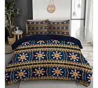 GSAEIMCT Set Di Biancheria Blu Giallo Triangolo Simmetrico,Biancheria Da Letto In Microfibra,Parure Copri Piumone 135X200Cm Etnogeometria Con Cerniera Federe Cerniera 3 Pezzi