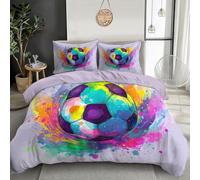 GSAEIMCT Set Di Biancheria Colore Calcio Colorato,Biancheria Da Letto In Microfibra,Parure Copri Piumone 200X200Cm Illustrazioni Dinamiche Con Cerniera Federe Cerniera 3 Pezzi