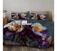 GSAEIMCT Set Di Biancheria Da Letto Con Copripiumino E Federe,Per Letto Matrimoniale 135X200Cm,In Microfibra,Stampa Con Peonia Iris Scrivi Sulla Sostanza,Morbido,Caldo E Accogliente