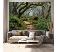 GSAEIMCT Verde Sentiero Di Pietra Nella Foresta Nebbiosa Arazzo Da Parete, Realismo Naturalistico Paesaggio Appeso Alla Parete Arazzi Per Soggiorno Home Décor, 200 X 150 Cm