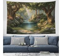 GSAEIMCT Verde Valle Della Foresta Arazzo Da Parete, Paesaggio Naturale Paesaggio Appeso Alla Parete Arazzi Per Soggiorno Home Décor, 150 X 130 Cm