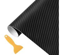 Gsakskdsap Pellicola Wrapping Auto, 3D Pellicola Adesivo Carbonio Fibra, Adesivi Auto Impermeabile Senza Bolle con Raschietti in Plastica, Protezione Bordi Auto Universale Della Adesivi, Nero