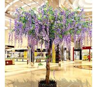 GSATREY Albero di Glicine Artificiale con Fiori di Seta, Pianta Finta Realistica con Tronco Naturale in Legno, Esterno Salotto Balcone Camera da Letto Decor Giardino(150 * 100cm/59 * 39.4in)