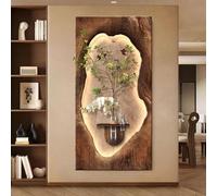 GSATREY Decorazione Murale con Piante Artificiali, Luce Decorativa a LED da Parete, Quadro Moderno da Appendere, Moderno E Semplice Dipinto Decorativo(Brown4,40 * 80cm/16 * 31.5in)