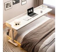 GSATREY Tavolino da Letto per PC, Tavolo Multifunzionale per Lavoro, Scrivania Sopra il Letto con Deflettore, Altezza Regolabile, per Casa, Ufficio(White2,130cm/51.2in)