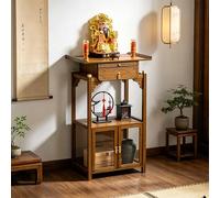 GSATREY Tavolo da Altare con Cassetto e Ante Vetrate, Mobile Stile Cinese per Meditazione e Conservazione, Adatto per Statue Decorative(100cm/39.4in)