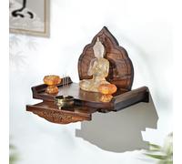 GSATREY Tavolo Da Meditazione E Preghiera, Altare Di Preghiera A Parete Altare, Design con Pannello Estraibile Retrattile, Migliora lo Spazio Sacro Personale, Intagliato A Mano