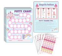 Gsauto Tabella di addestramento al vasino, 10 tabelle di ricompensa per il successo del bagno, 20,3 x 25,4 cm, calendario di routine delle principesse con adesivi per bambine - A12