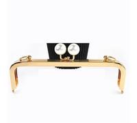 GSCLZ 1/2 Pezzi 20 cm Chiusura a Bacio Fai da Te, staffe Cucito Fatte a Mano, Accessori for Portafoglio(Gold-Pearl,20cm-2Pcs)