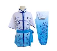 GSCLZ Abbigliamento Tradizionale Wushu Kungfu Tai Chi Costumi Outfit Arti Marziali Spettacolo teatrale Uniformi Ragazzi Ragazze(Blue,150cm)