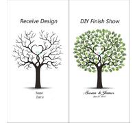 GSCLZ Albero della Firma dell'impronta Digitale Decorazione del Libro degli Ospiti con Impronte digitali for la partecipazione alla Festa di Matrimonio Fai da Te(Color06,50x70cm 20x28inch)