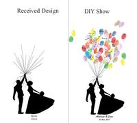 GSCLZ Albero delle Impronte digitali del Matrimonio Libro degli Ospiti Firma Pittura Bacio della Coppia Impronta Digitale Festa I Migliori Auguri + tampone di Inchiostro(Color03,40x60cm 16x24inch)