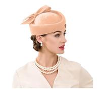 GSCLZ Cappelli da chiesa donna, stile vintage, cerimonia, festa, tè, in feltro, Fedora, rosso, for signore(Dark Camel)