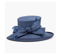 GSCLZ Cappelli da sposa di lusso, cappelli formali for donna, sinamay con parte superiore piatta e piume, for il tè del pomeriggio(Blue)