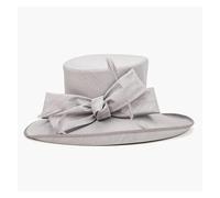 GSCLZ Cappelli da sposa di lusso, cappelli formali for donna, sinamay con parte superiore piatta e piume, for il tè del pomeriggio(Gray)