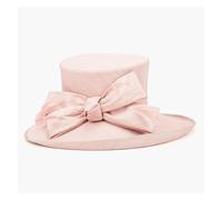 GSCLZ Cappelli da sposa di lusso, cappelli formali for donna, sinamay con parte superiore piatta e piume, for il tè del pomeriggio(Pink)