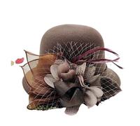GSCLZ Cappello classico a tesa larga Fedora con cintura di perle, solido, for uomo e donna, invernale, for matrimonio, chiesa, jazz(Coffee)