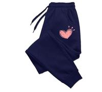 GSCLZ Pantaloni Lunghi da Donna in Cotone con Stampa a Cuore, Autunno Inverno(Blue,XXL)