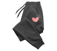 GSCLZ Pantaloni Lunghi da Donna in Cotone con Stampa a Cuore, Autunno Inverno(Dark Grey,4XL)