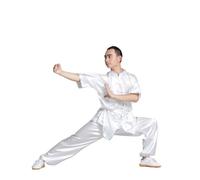 GSCLZ Tai Chi Shaolin Kung Fu Uniforme Wushu Abbigliamento Abito for Arti Marziali Taiji Wushu Costume Wing Chun Spettacolo teatrale(White,145-155cm)