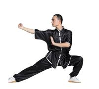 GSCLZ Tai Chi Shaolin Kung Fu Uniforme Wushu Abbigliamento Abito for Arti Marziali Taiji Wushu Costume Wing Chun Spettacolo teatrale(Black,145-155cm)