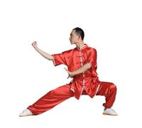 GSCLZ Tai Chi Shaolin Kung Fu Uniforme Wushu Abbigliamento Abito for Arti Marziali Taiji Wushu Costume Wing Chun Spettacolo teatrale(Red,155-165cm)