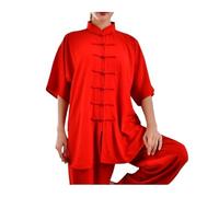 GSCLZ Uniformi Tai Chi estive Unisex a Maniche Corte, Kung Fu Wushu, Abbigliamento for Arti Marziali(Red,M)