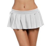 GSCLZ Women's Pleated Mini Skirt Low Waist Skirts Summer Solid Girl Miniskirt(White,M)