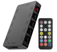 GSCOLER Controller ARGB, controllo ventola PWM a 10 porte, 5 V, 3 pin, nero | Per PC multi-fan: 10 porte PWM e 10 porte ARGB; alimentazione SATA, telecomando e montaggio magnetico per ridurre il caos dei