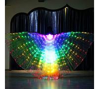 GSDGV - Ali LED per danza del ventre, ali di farfalla illuminate a 360 gradi, costume da farfalla con bastoni per carnevale, Halloween (colorato)