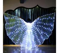 GSDGV - Ali LED per danza del ventre, ali di farfalla illuminate a 360 gradi, costume da farfalla con bastoni per carnevale, Halloween (bianco)