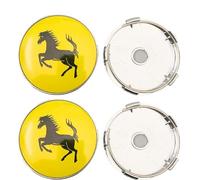 GSEFTY 4 Pezzo Coprimozzi Auto per Ferrari 308/328/348/360/458/488/550/599 60MM, Ruota Coperchio per Cerchione, Coprimozzo Copri, Tappi Copricerchi, Auto Cerchi Tappi Mozzo Ricambio,A-Yellow