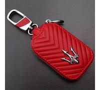 GSEFTY Custodia per Chiave Auto per Maserati Ghibli Quattroporte Levante MC20 GranTurismo GT, Borsa Portachiavi per Auto, Portatile Portafoglio Chiavi, Portachiavi per Telecomando Auto,B-Red