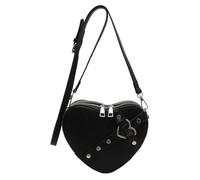 GSenhui Borsa a tracolla a forma di cuore, per San Valentino, Y2K, borsa a tracolla con chiusura lampo, a forma di cuore, colore rosso, A2-nero.
