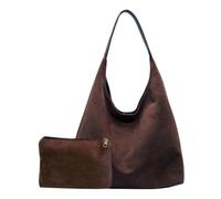 GSenhui Hobo Bag Slouchy Tote Bag - Borsa a tracolla da donna in pelle scamosciata con chiusura lampo, caffè