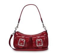 GSenhui Hobo Bag Y2k Shoulder Bag - Borsa a tracolla da donna, in pelle sintetica, piccola borsa a tracolla per ragazze con esterno doppie tasche, Pelle liscia rossa