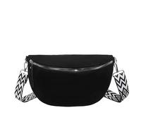 GSenhui Marsupio da donna in pelle scamosciata, tracolla a tracolla larga, con chiusura lampo, colore nero, 3-nero, taglia unica, Contemporaneo