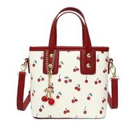 GSenhui Mini Tote Bag Donna Piccola Borsa a tracolla Bambina Stampa Ciliegia con Ciliegia Pendant, Crossbody Bag Coquette Aesthetic Clean Girl e tracolla rimovibile, Colore: rosso